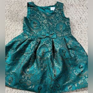 Childrens Place Emerald Green and Gold Dress